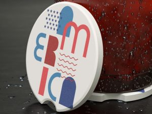 Patriotic Soapstone Car Coaster - USA Design, Ideal for Car Enthusiasts